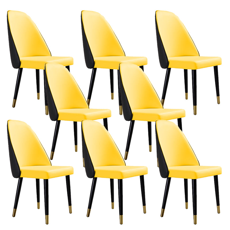 Glam Kitchen Dining Chairs Faux Leather Side Chairs with Wood Legs