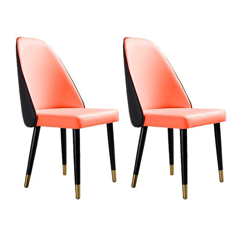 Glam Kitchen Dining Chairs Faux Leather Side Chairs with Wood Legs