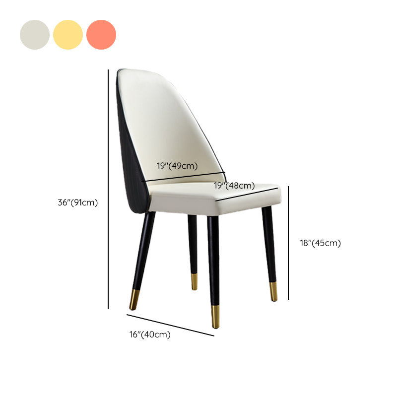 Glam Kitchen Dining Chairs Faux Leather Side Chairs with Wood Legs