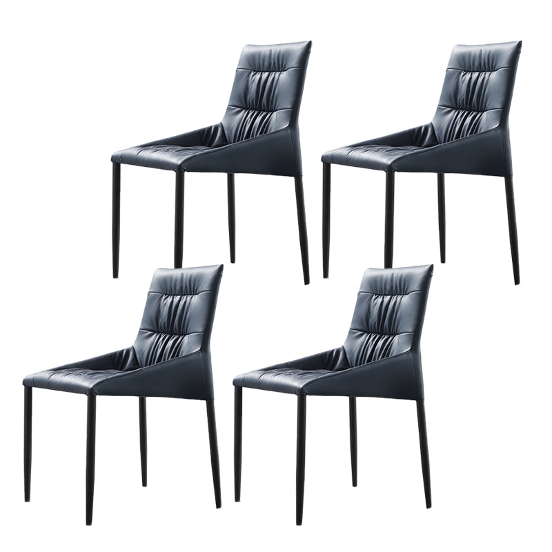 Contemporary Kitchen Dining Chairs Faux Leather Side Chairs in Blue