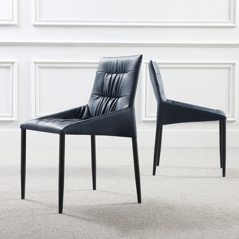 Contemporary Kitchen Dining Chairs Faux Leather Side Chairs in Blue