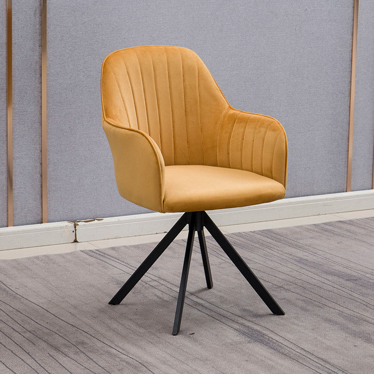 Glam Kitchen Dining Arm Chair Faux Leather Side Chairs in Yellow