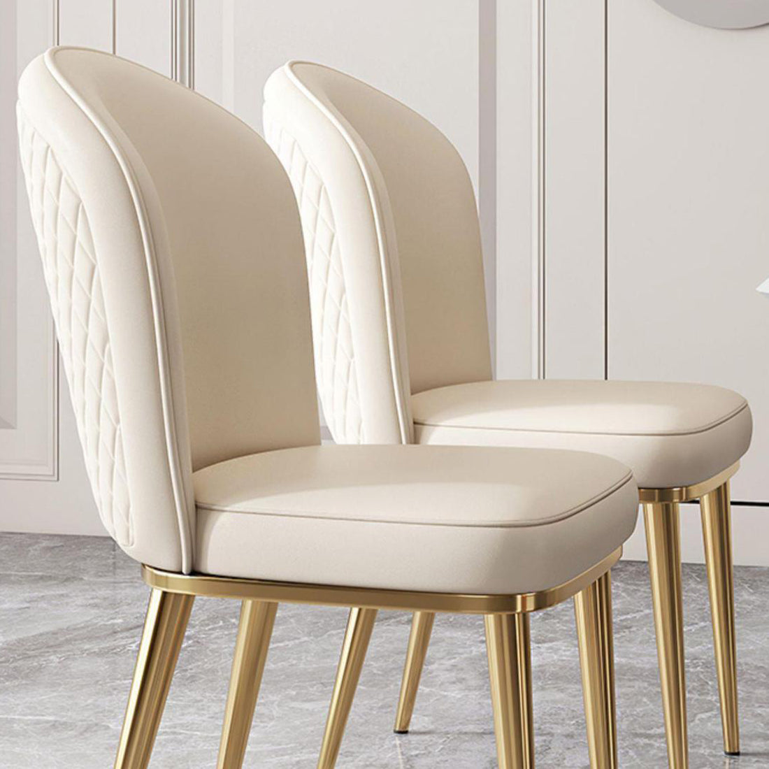 Kitchen Dining Chairs Faux Leather Side Chairs with Gold Metal Legs