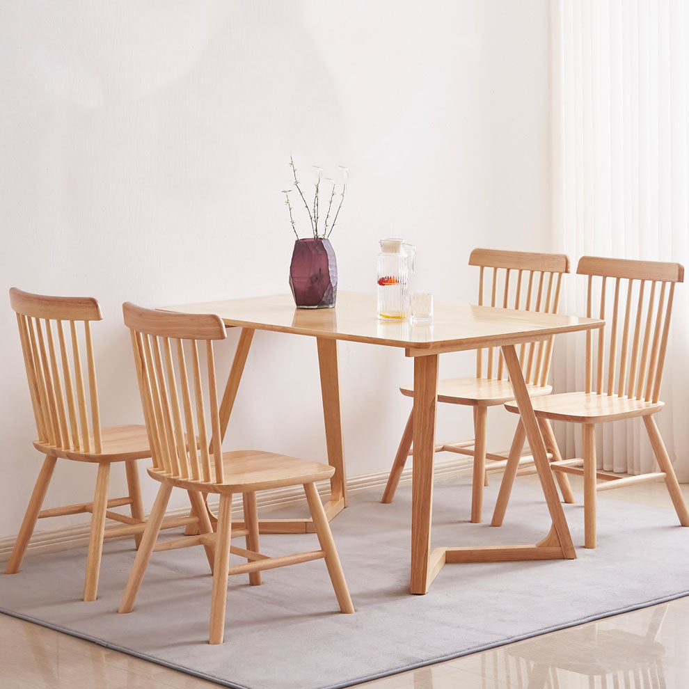 Modern 1/2/5 Pieces Dining Set Rectangle Rubber Wood Dining Table for Dining Room