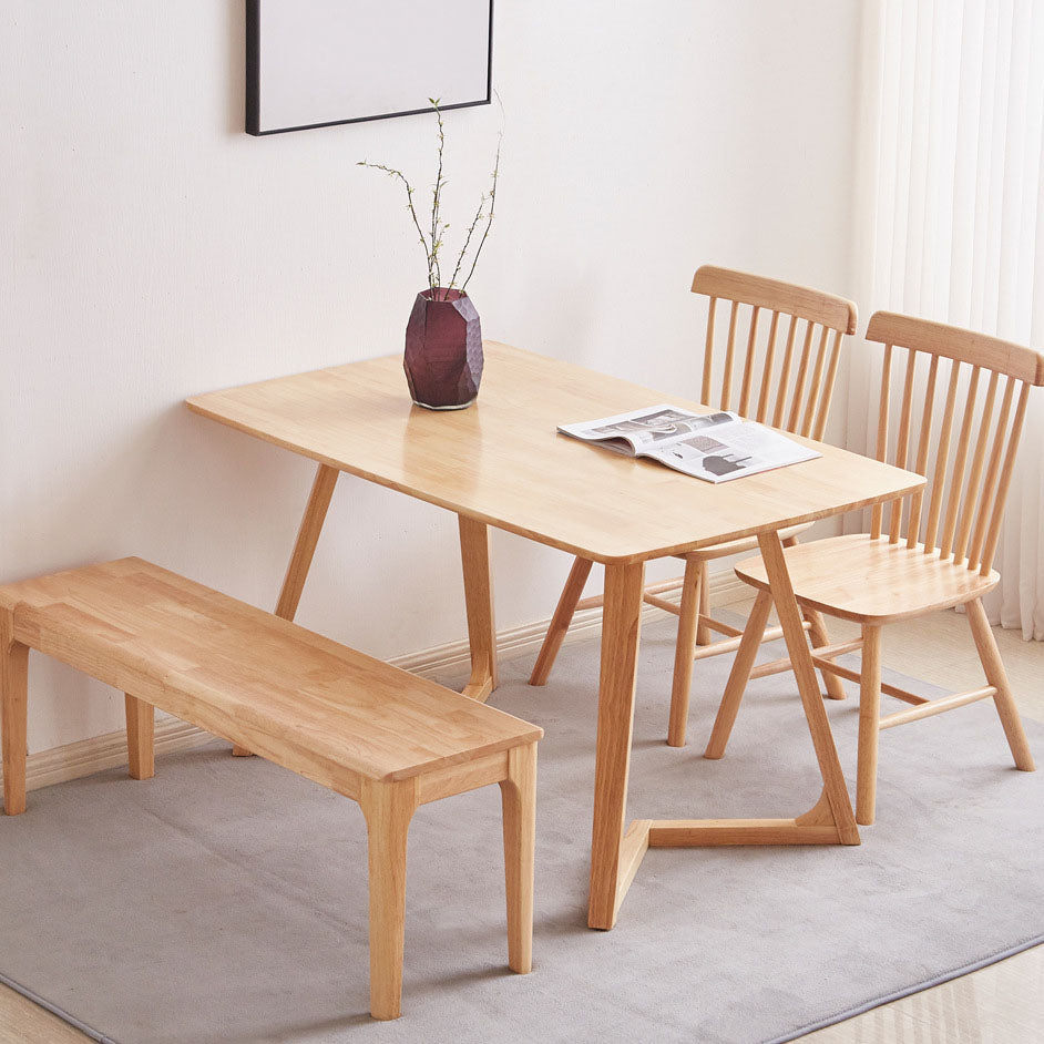 Modern 1/2/5 Pieces Dining Set Rectangle Rubber Wood Dining Table for Dining Room