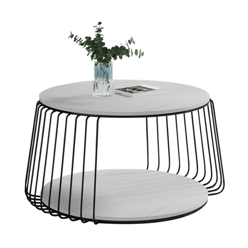 Glam Slate Geometric Coffee Table 17.7" H 1 Single Cocktail Table with Storage