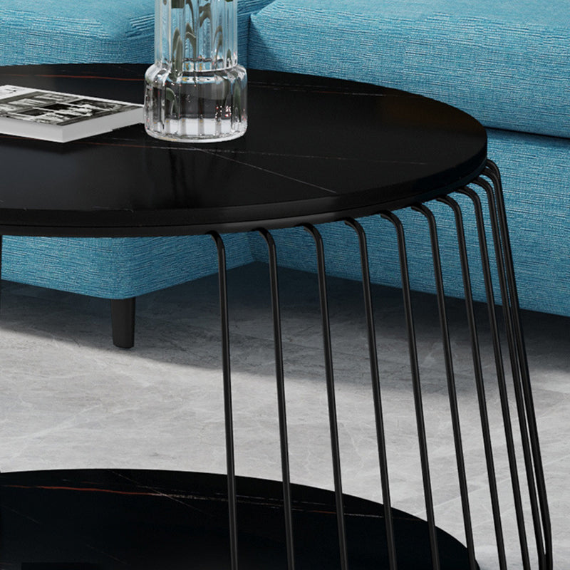 Glam Slate Geometric Coffee Table 17.7" H 1 Single Cocktail Table with Storage