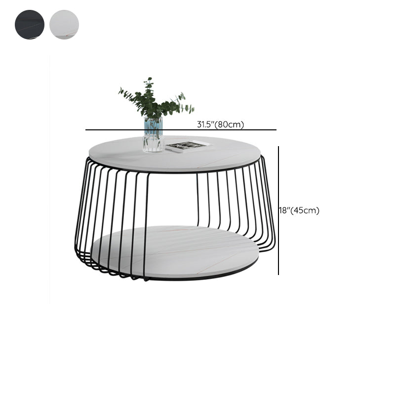 Glam Slate Geometric Coffee Table 17.7" H 1 Single Cocktail Table with Storage