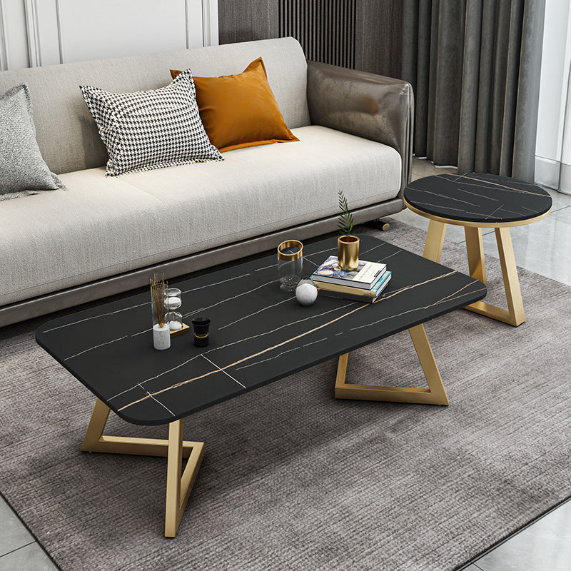 Luxurious Rectangular Slate Top Coffee Cocktail Table - 17.7" H