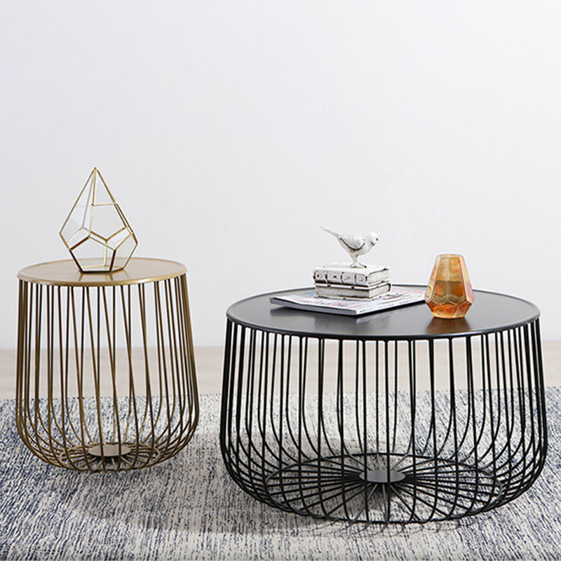 Metal Geometric Coffee Table Mid-Century Modern Frame Cocktail Table with Storage