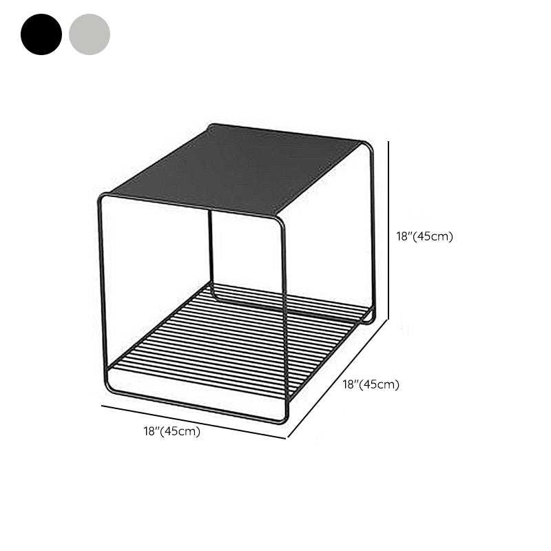 Square 2 Nesting Coffee Table with Shelf Mid Century Iron Frame Coffee Table Set