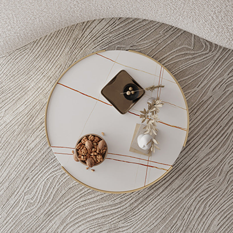 Dia 35.4" Round Cocktail Table Glam Slate Top 1 Single Coffee Table