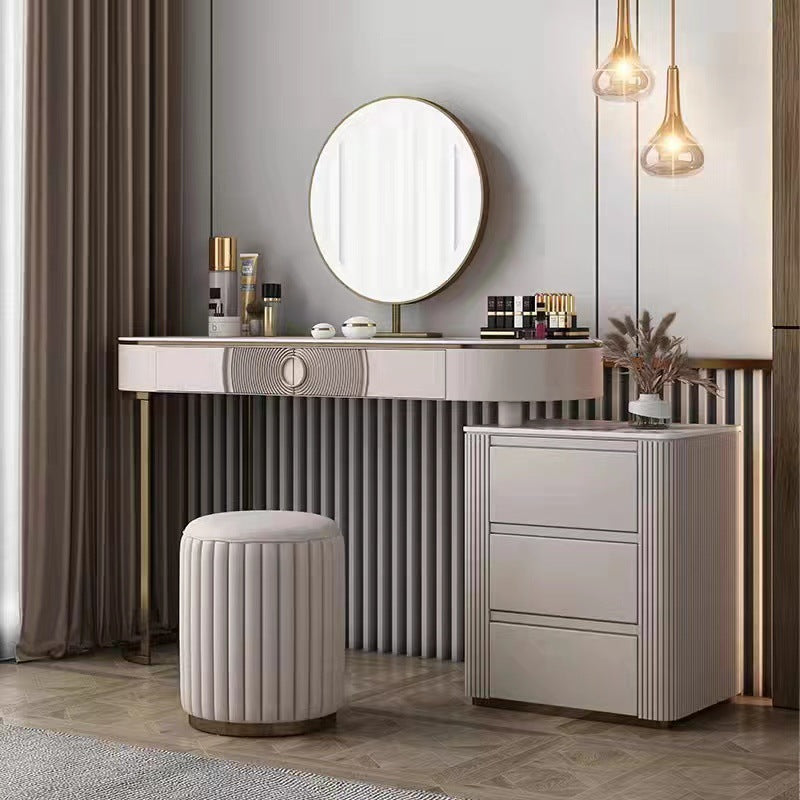 Modern White Vanity Desk with 5 Storage Drawers 15.74" Wide Wood Vanity Set