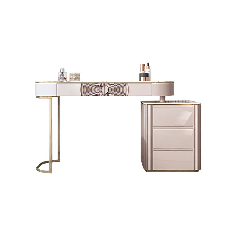 Modern White Vanity Desk with 5 Storage Drawers 15.74" Wide Wood Vanity Set