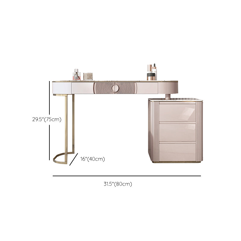 Modern White Vanity Desk with 5 Storage Drawers 15.74" Wide Wood Vanity Set