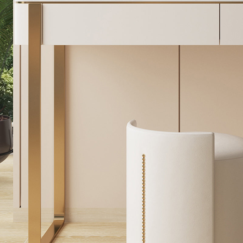 Glam White Make-up Vanity with 4 Storage Drawers Wood Vanity Set, 15.74" Wide