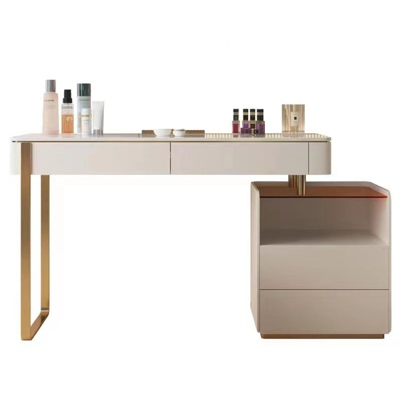 Glam White Make-up Vanity with 4 Storage Drawers Wood Vanity Set, 15.74" Wide