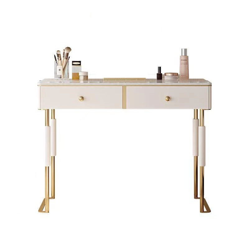 Glam Make-up Vanity with 2 Storage Drawers White Wood Vanity Set, 15.74" Wide