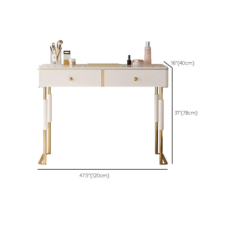 Glam Make-up Vanity with 2 Storage Drawers White Wood Vanity Set, 15.74" Wide