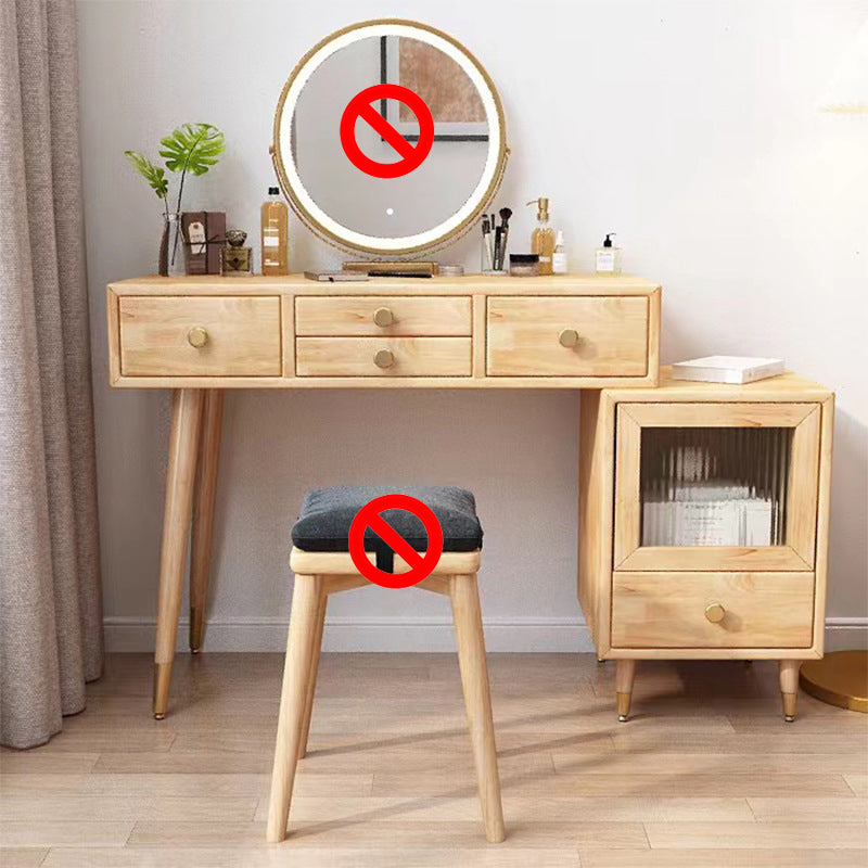 Solid Wooden Vanity Table Drawers Simple Makeup Vanity Table