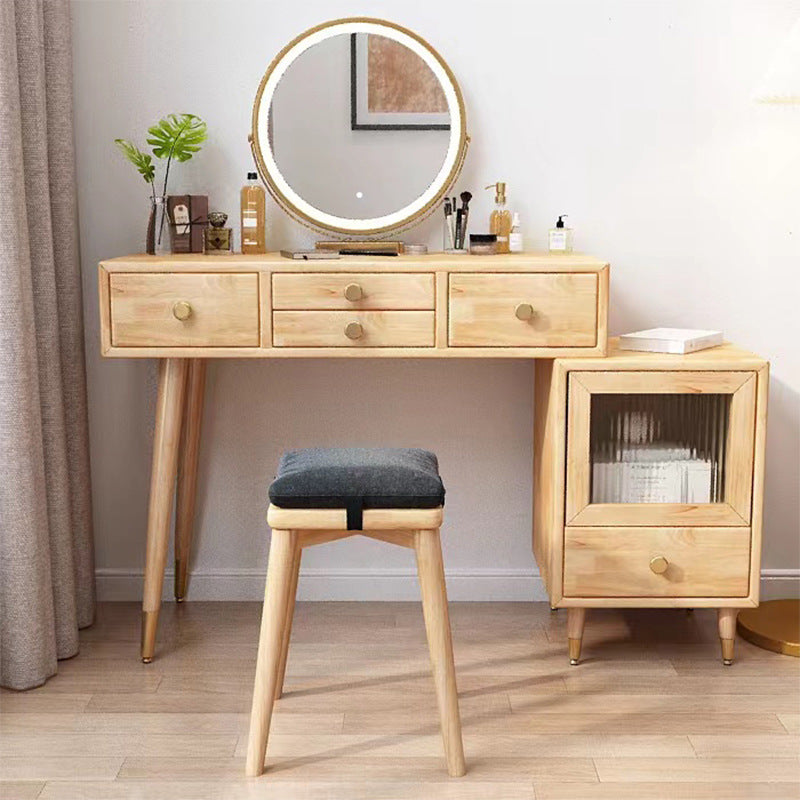 Solid Wooden Vanity Table Drawers Simple Makeup Vanity Table