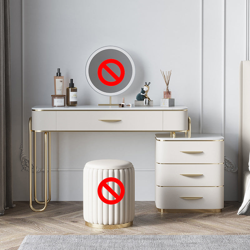 17.71" Wide Make-up Vanity Bright White Wood Vanity Set with 4 Storage Drawers