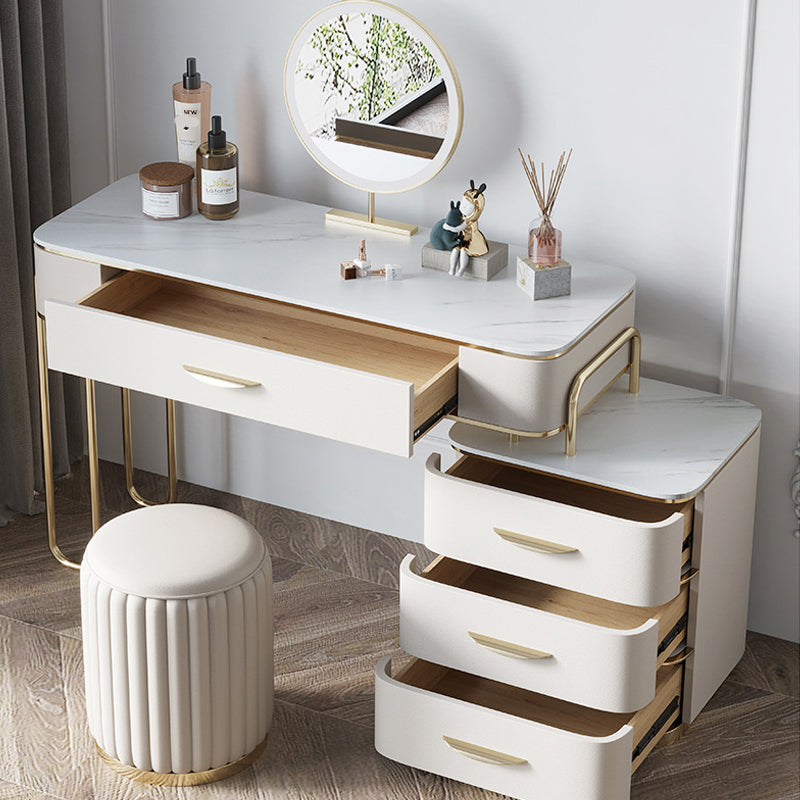 17.71" Wide Make-up Vanity Bright White Wood Vanity Set with 4 Storage Drawers