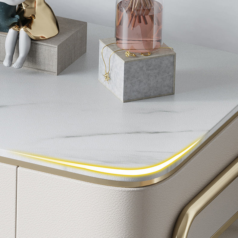 17.71" Wide Make-up Vanity Bright White Wood Vanity Set with 4 Storage Drawers