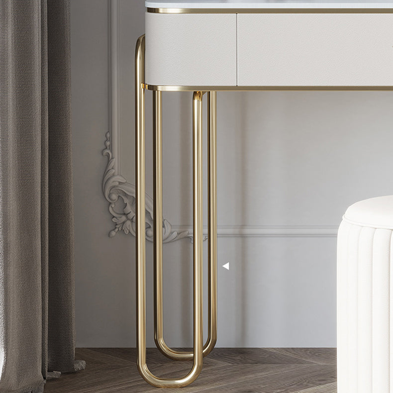 17.71" Wide Make-up Vanity Bright White Wood Vanity Set with 4 Storage Drawers