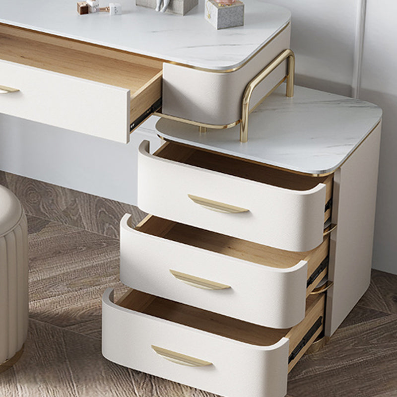 17.71" Wide Make-up Vanity Bright White Wood Vanity Set with 4 Storage Drawers
