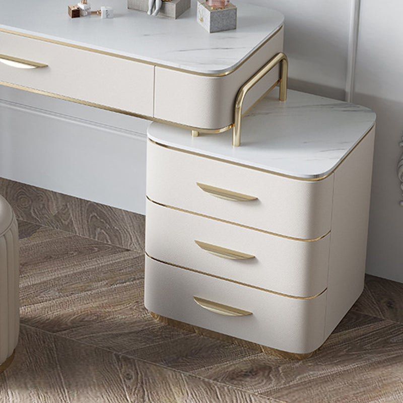 17.71" Wide Make-up Vanity Bright White Wood Vanity Set with 4 Storage Drawers