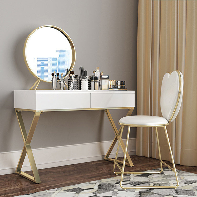 Bright White Make-up Vanity 15.74" Wide Wood Vanity Set with Storage Drawers
