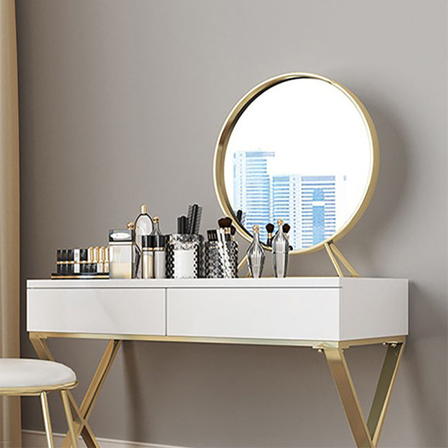 Bright White Make-up Vanity 15.74" Wide Wood Vanity Set with Storage Drawers