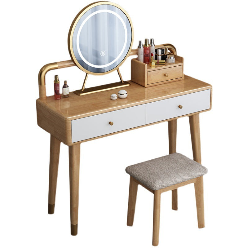 Scandinavian Rubber Wood Vanity Table with Drawers Dressing Table