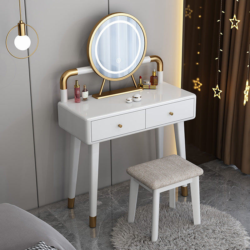 Scandinavian Rubber Wood Vanity Table with Drawers Dressing Table