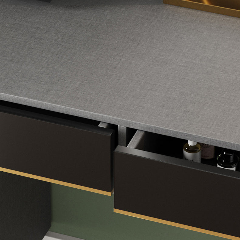 Black Make-up Vanity 15.74" Wide Wood Vanity Set with Storage Drawers