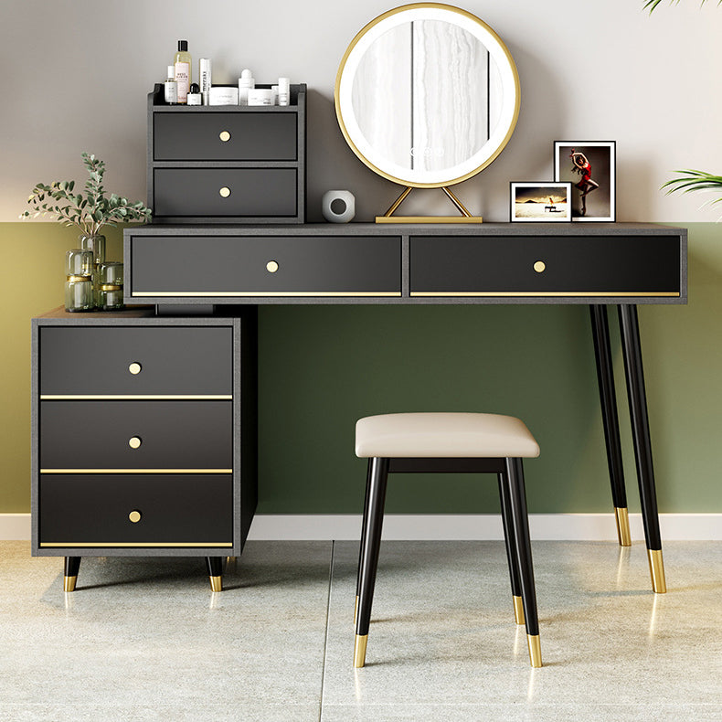 Black Make-up Vanity 15.74" Wide Wood Vanity Set with Storage Drawers