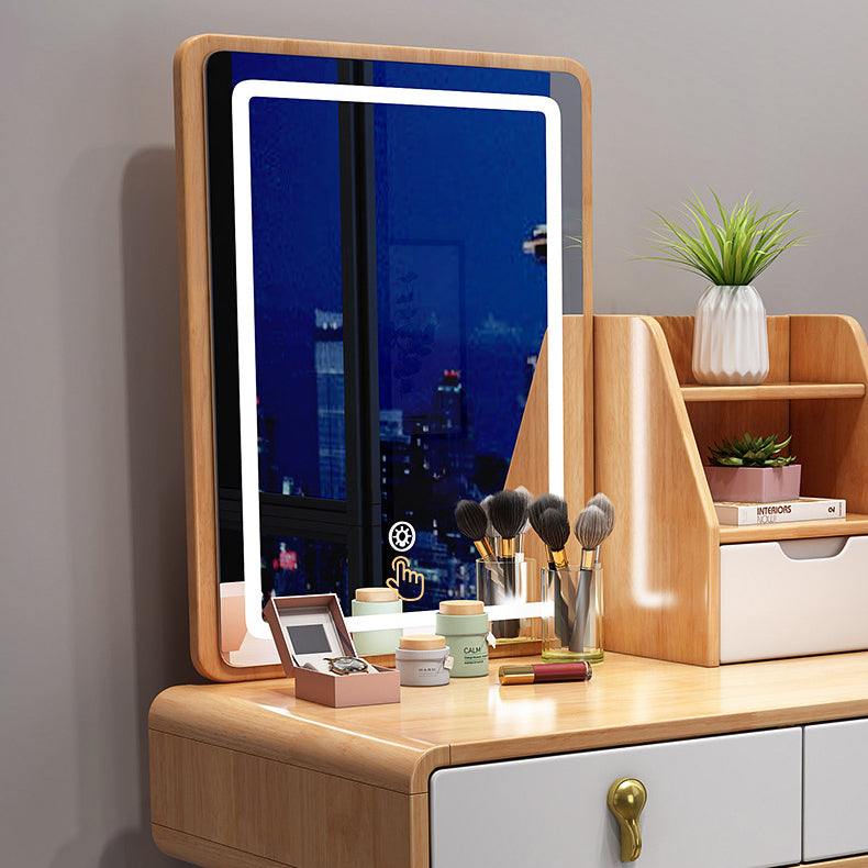 Scandinavian Make-up Vanity with 3 Storage Drawers 15.74" Wide Solid Wood Dresser