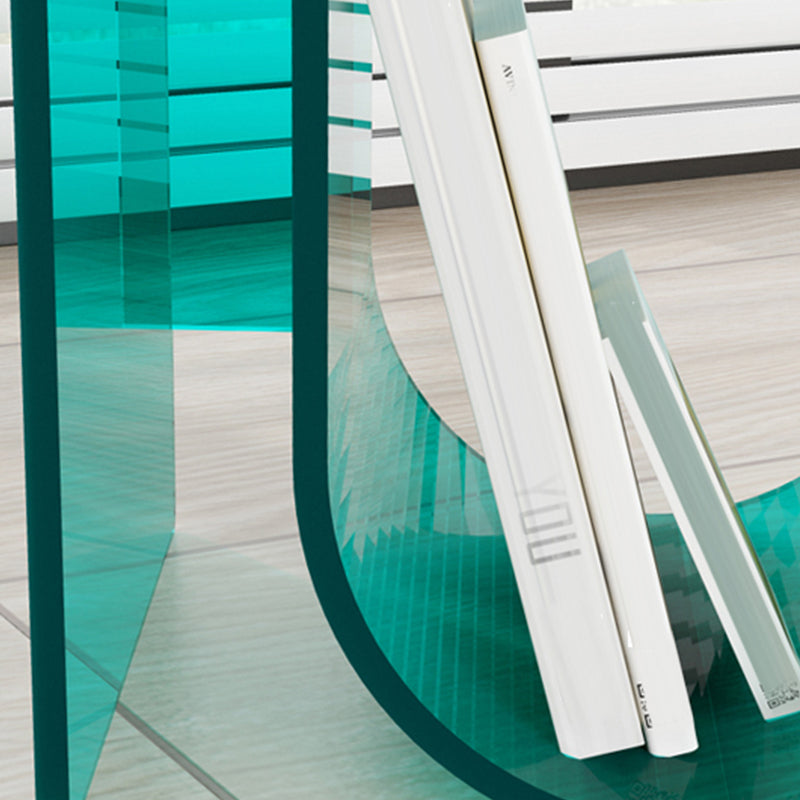 Modern Acrylic Round End Table Abstract Base Side Table with Storage