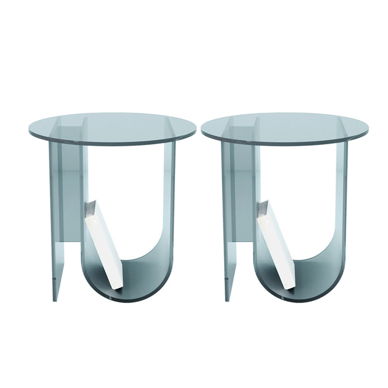Modern Acrylic Round End Table Abstract Base Side Table with Storage