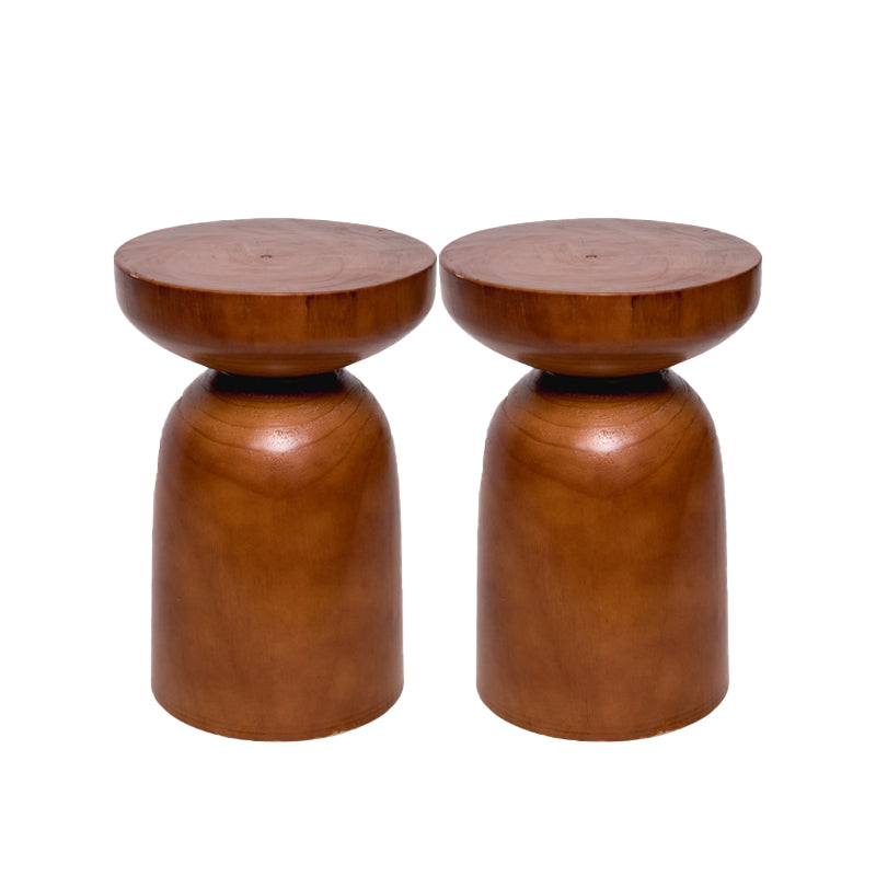 Scandinavian Round Wood Top Side Table 17.71" Tall Pedestal End Table