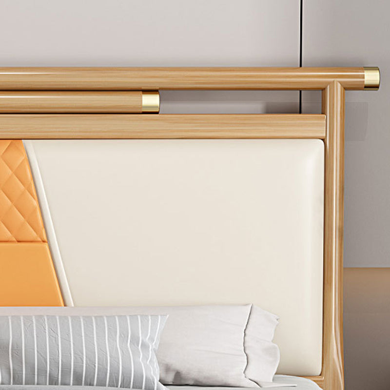 Upholstered Headboard Standard Bed Modern Rubberwood and Sleigh Bed