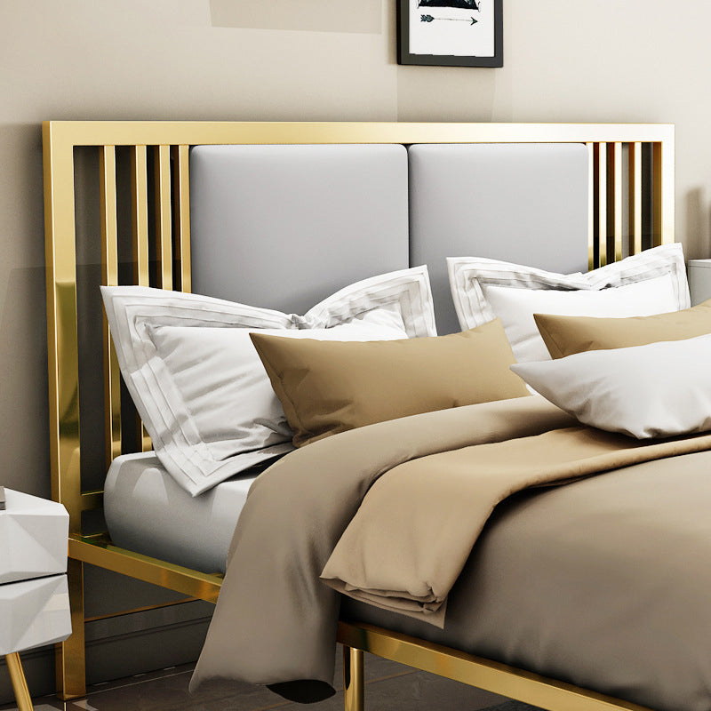 Metal Open-Frame Bed Contemporary Standard Bed with Custom Gold Legs
