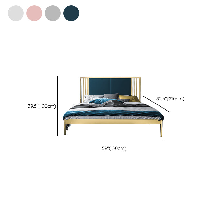 Metal Open-Frame Bed Contemporary Standard Bed with Custom Gold Legs