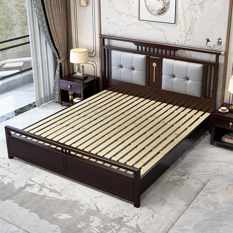 Solid Wood Traditional Panel Bed Tufted Standard Bed with Headboard