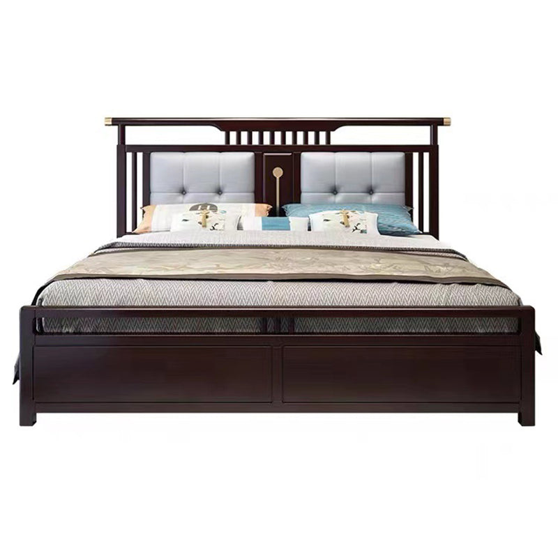 Solid Wood Traditional Panel Bed Tufted Standard Bed with Headboard