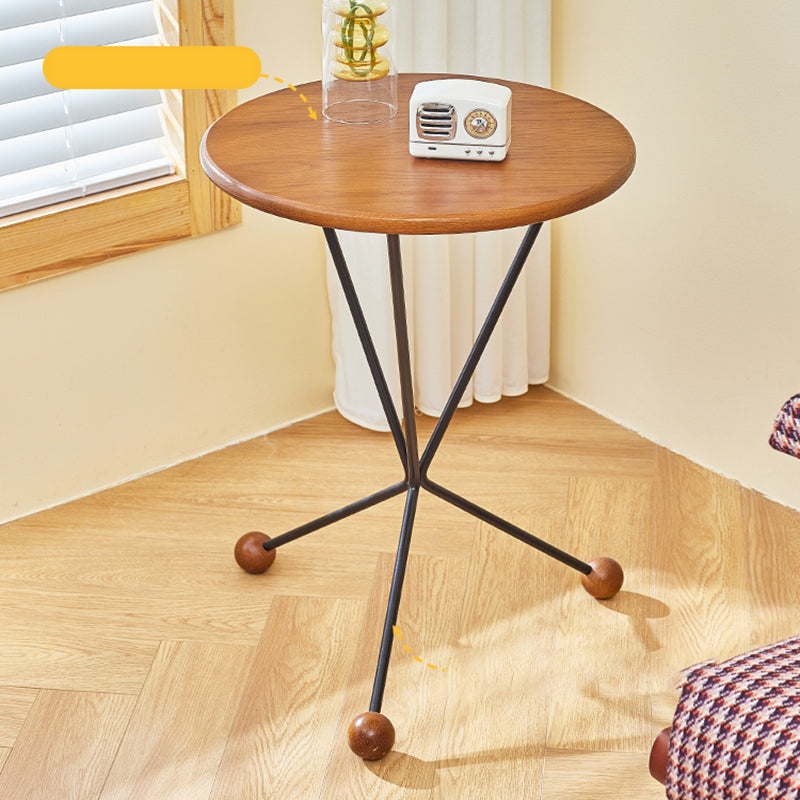 Scandinavian Solid Wood Round End Table Cross Legs Side Table