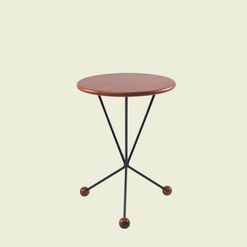 Scandinavian Solid Wood Round End Table Cross Legs Side Table