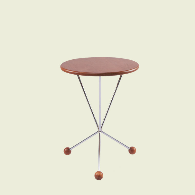 Scandinavian Solid Wood Round End Table Cross Legs Side Table