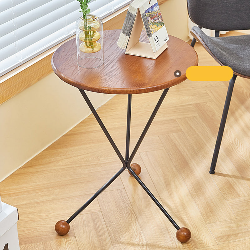 Scandinavian Solid Wood Round End Table Cross Legs Side Table